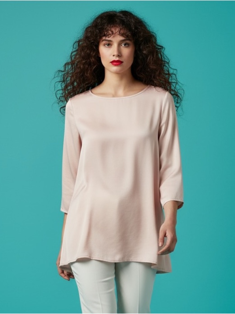 Liz Claiborne Pale Pink Pullover Blouse Size XL Solid Long Sleeve Top Minimalist